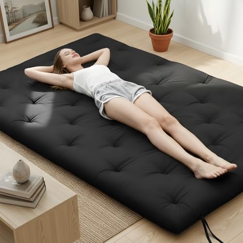 Syrinx Japanese Futon Mattress – Twin Size（75'x39'）, Foldable & Rollable Floor Bed, Soft, Comfortable, Water-Resistant, Perfect for Guests and Small Spaces, Easy Storage