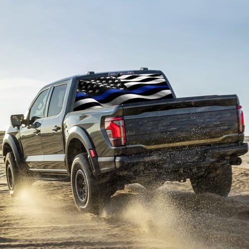 Image of Rear Window Decals for Trucks - 65x17.3 in Back Window American Flag Decals Fit Most Pickup Trucks SUV, Vinyl Back Window Decal Truck Rear Window Graphics for Personalized