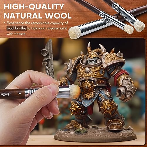 Golden Maple Miniature Paint Brushes Drybrush-18PCS Micro Detail Paint Brush Set, Small Fine Detail Model Brushes for Acrylics, Watercolors & Paint by Number, Citadel, Figurine, 40k - Cocoa Brown - Thumbnail 2