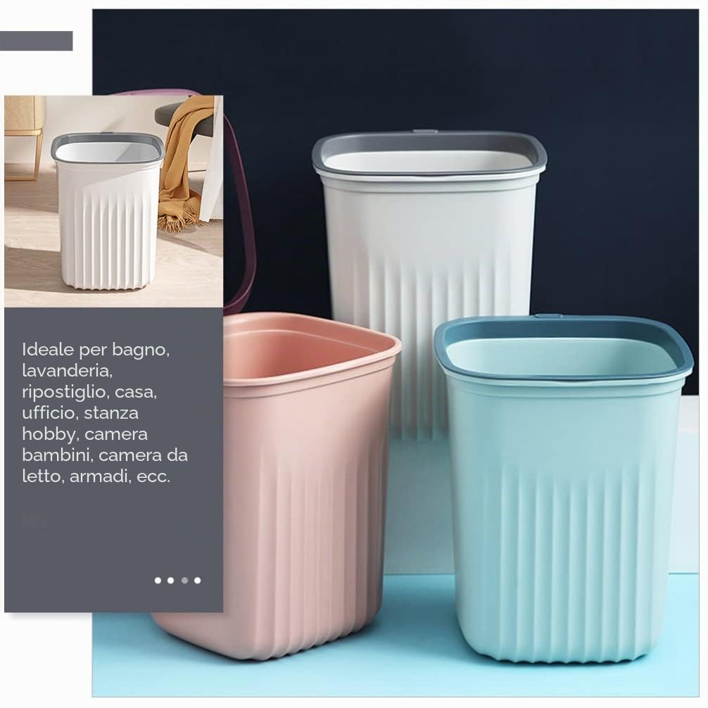 Zerodeko 3 Pezzi Di Plastica Quadrata Pattumiera Bidone Della Spazzatura Bidone Rifiuti Cestino Della Spazzatura Secchio Della Spazzatura Cestino Rifiuti Alimentari Contenitore Per