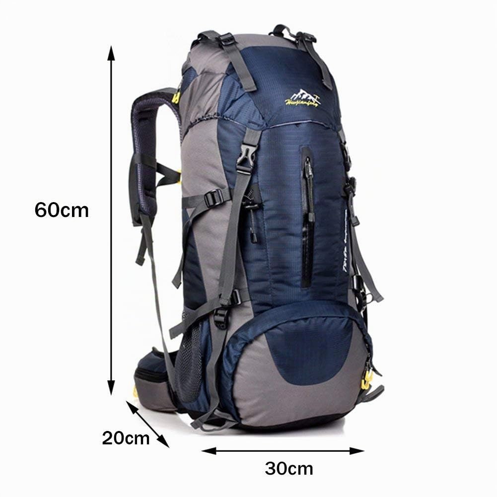 50L Sacs à dos de randonnée,Travel Sac à Dos,idéal pour École, Trekking, Randonnée, Camping, Voyage, Pêche, Escalade, Alpinisme ou Utilisation Quotidienne. Respirant Ultraléger Imperméable(bleu foncé)