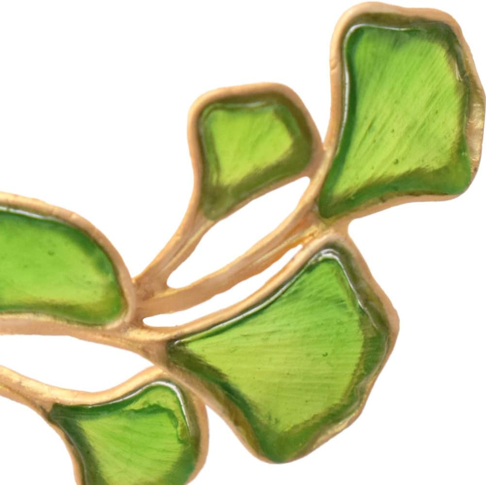American Handmade Cast Artisan Glass and Gold Plate Ginkgo Leaf Cuff Bracelet