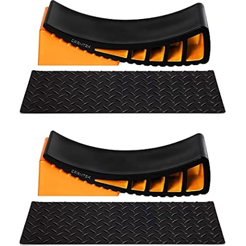 CARMTEK Camper Leveler Kit - Curved RV Levelers with Camper Wheel Chocks and Grip Mats Cover