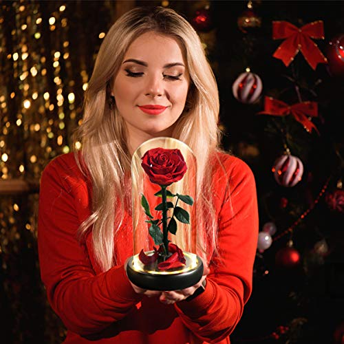 Mom Gifts For Her, Beauty And The Beast Rose, Mothers Day Flower Rose Gift, A Gift For Grandmother And Grandmother, Birthday Gifts, Silk Rose With Led Lights, Gifts For Couples Unique #TOP2