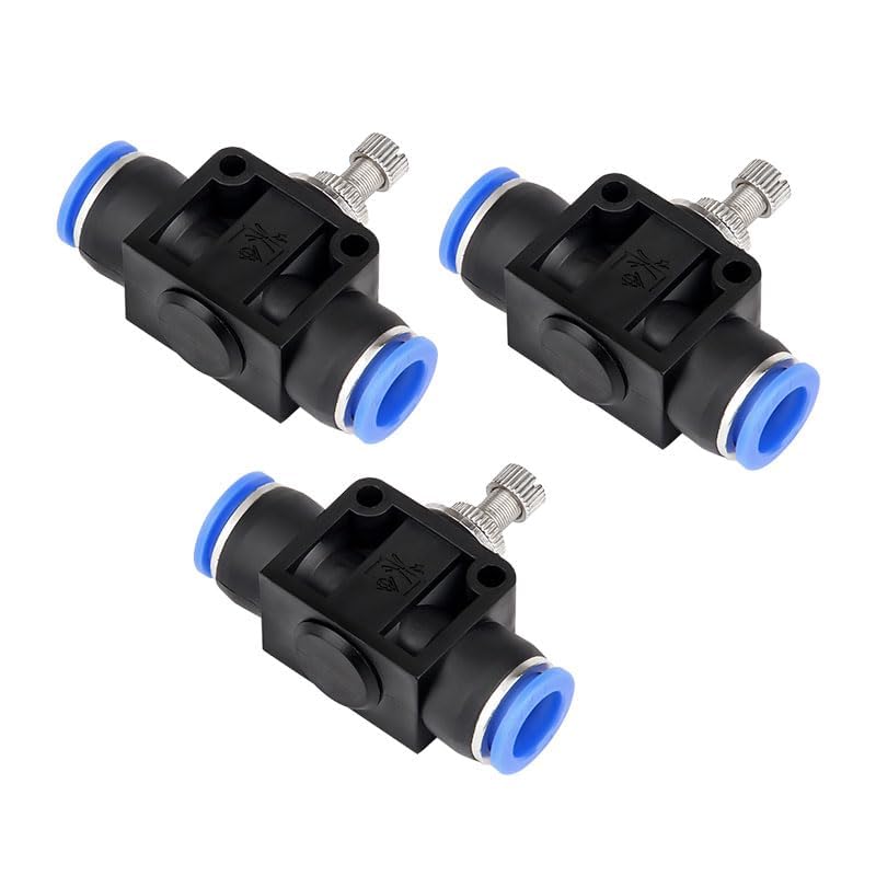 Lot de 3 Régulateurs de Débit d'Air à Connexion Rapide, Contrôleur de Vitesse Pneumatique 6mm et 8mm OD pour Outils Pneumatiques et Équipements...