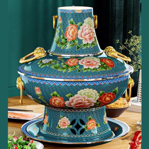 Olla china tradicional de cobre 34 cm verde miniatura 2