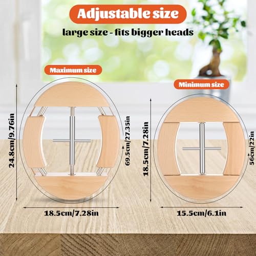 Image of 4 Way Hat Stretcher, Wooden Hat Stretcher for Fitted Hats, Stretched Length 7.1'' to 9'', Width 5.7'' to 7.1'', Heavy Duty of Extender Soft Black Handle for All Kinds of Hats
