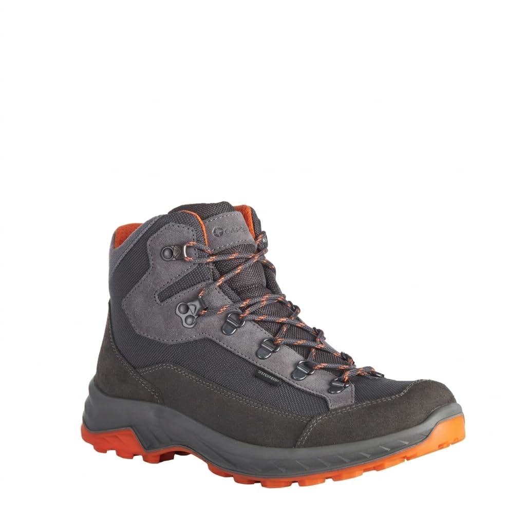 GARSPORT Monviso WP Scarponcini da Trekking Impermeabili, Antracite/Arancio, Crosta Scamosciata, Stringata, Unisex Adulto