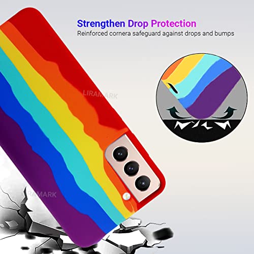 Image of LIRAMARK Liquid Silicone Soft Back Cover Case for Samsung Galaxy S21 (Rainbow)