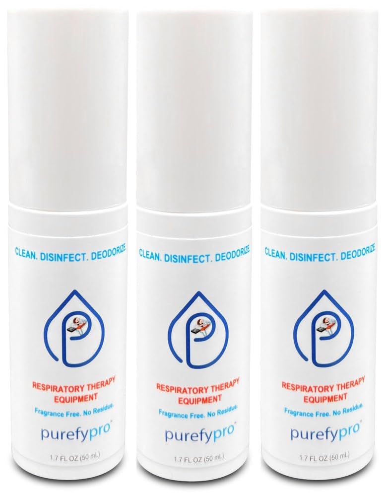 Purefypro CPAP Cleaner and Sanitizer Spray (1.7oz, 3pk). TSA Travel Size. No Rinse. No Residue. Kills 99.9999% Norovirus, Flu Virus, and Fungi, Drug Resistant Germs. Unscented.