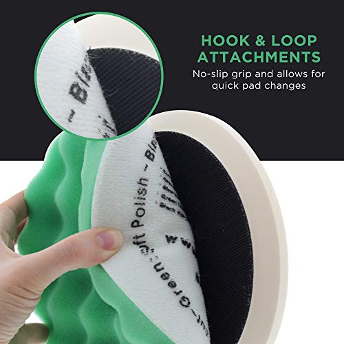 Tcp Global 8" Green Waffle Fine Foam Buffing Grip Pad Final Cut Polish Finishing - Hook & Loop #TOP3