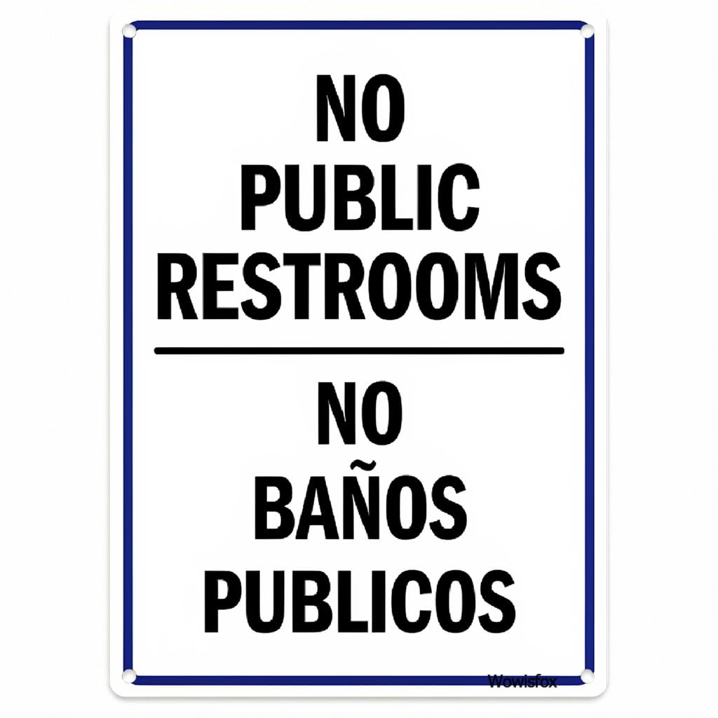 Spanish No Public Restrooms Notice Sign, 8 x 12 Inch Aluminum
