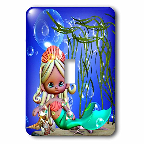 Sirène sous la mer motif imprimé 3dRose lsp_66270_1 interrupteur durable