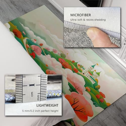 Tapis vert chemin de montagne dessin animé grand format lavable en machine - 6