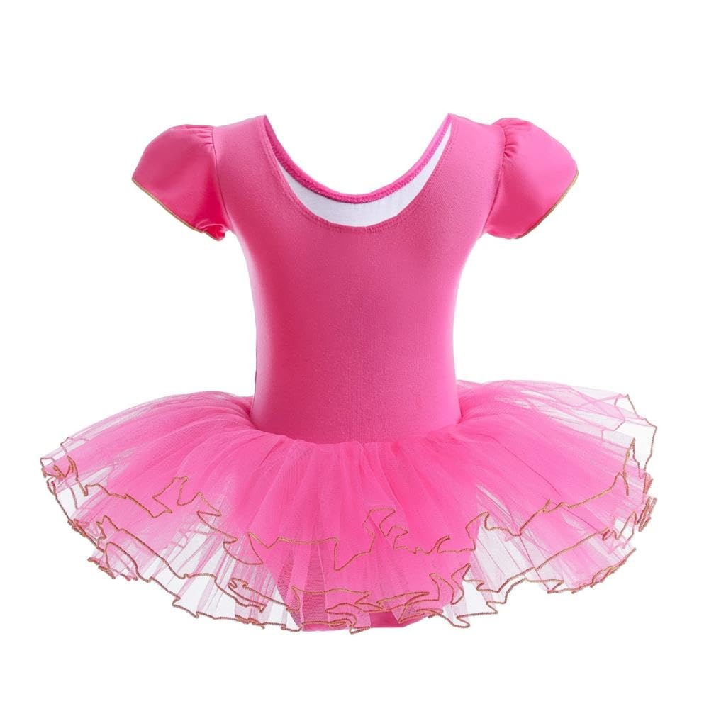 Lito Angels Tutu Danse Classique pour Enfant Fille, Robe de Ballet Ballerine, Justaucorps avec Jupe, Rose