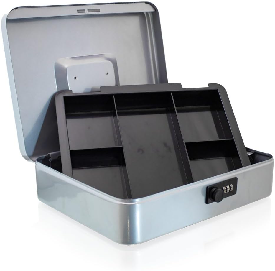 Coffret Argent Avec Clé Caisse à Monnaie Verrouillable En Acier - 11,5x8,5x5 ,8 Cm - Noire - Avec Clés - Pour Argent Ou Objets De Valeur Rangement Monnaie Boutique