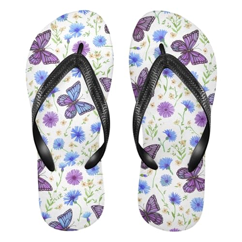 Burbuja Butterflies Flip Flops for Women Men, Soft Thong Sandals Rubber Slippers for Pool Beach Essentials