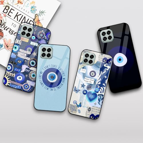 Image of COLORflow Back Cover Compatible with Samsung Galaxy A22 5G | Evil Eye Charm Customized | Shockproof TPU Bumper with Camera Protection Back Cover Compatible with Samsung Galaxy A22 5G