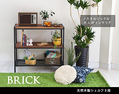 Amazon.co.jp: 住まいスタイル 天然木製シェルフ3段 「ブリック」 (幅