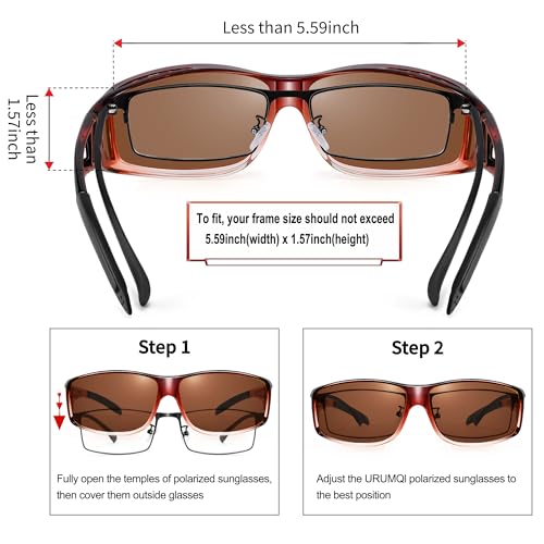 Image of URUMQI Polarized Sunglasses Fit Over Glasses for Men Women, Wraparound Sun Glasses UV400 Protection for Driving Fishing