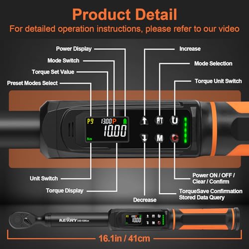 Clé dynamométrique ± 2% de haute précision Kerry écran LED 5 unités de mesure