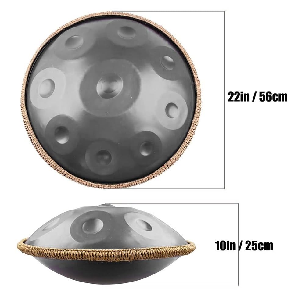 ILOOXI Tamburo Handpan In Re Minore Tamburo A Mano In Acciaio, Tamburo Etereo 9 Note/ 10 Note/ 12 Note, Tamburo Armonico ​432HZ/ 440HZ, 22 Pollici (Color : Blue-432hz, Size : 12 Notes)