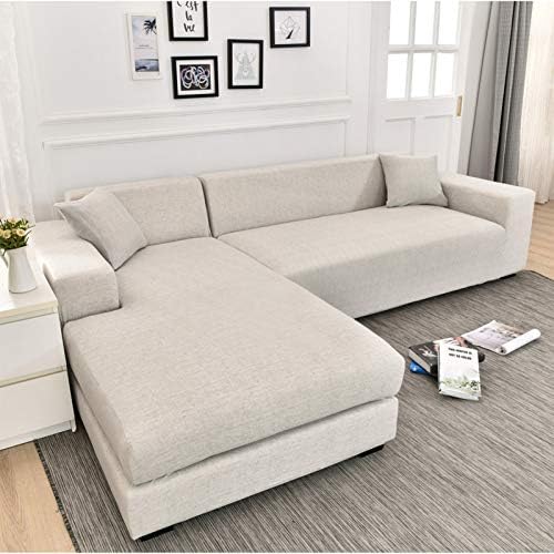 JOYDREAM Sectional Couch Covers Printed L-Shaped Sofa Covers 2 Pieces Stretch Couch Slipcovers for Sectional Sofas Slipcovers with 2 Pillowcases (Not Solid Color, Medium + Large)