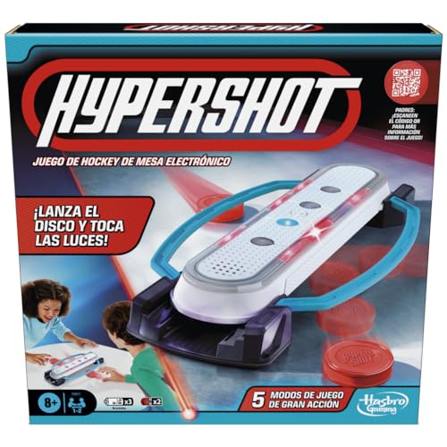 Hasbro Gaming Hypershot Juego de Hockey Electrónico, 5 Juegos en 1 con Música, Luces y Sonido, Incluye 2 Discos de...