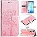 Hancda Phone Case for Samsung Galaxy A17 5G / A17 4G Leather Case with Tempered Glass Screen Protector Wallet with Card Holder Flowers Design Magnetic Case Flip Cover for Samsung A17 5G/4G,Rose Gold
