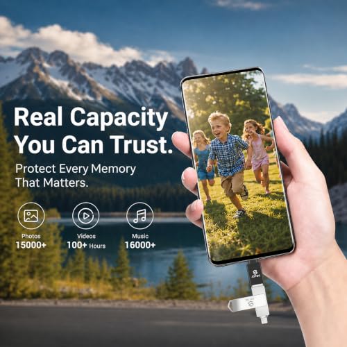 Image of Real Capacity 128GB Photo Stick for iPhone, MFi Certified 3 in 1 USB Drive