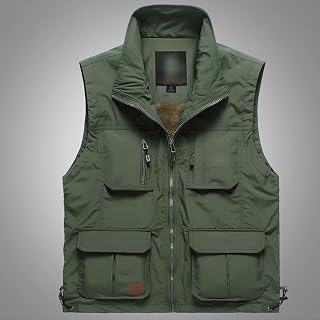 JXXYDXY Sleeveless Waistcoat Winter Body Warmer Vest Men'S Outdoor Fishing Vest Photography Vest For Fishing/Photography/Hiking/Work Daily Men'S Winter Sleeveless Jacket (Color: Militair groen),2XL