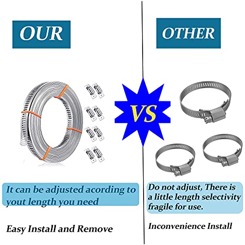 Adjustable Hose Clamp, 304 Stainless Steel Worm Clamp Strap With 8 Fasteners, Cut-To-Fit Hose Clamp Pipe Clamp Air Ducting Clamp Worm Drive Hose Clamps, 11.5 Feet #TOP1