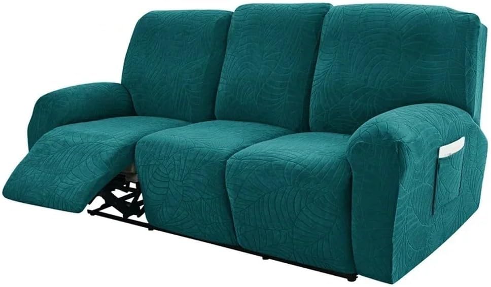 3 Seater Anti-Dirty Recliner Sofa Cover Leaves Jacquard Armchair Covers Elastic Non-Slip Split Couch Slipcover for Home,A2,3 Seater Sofa Cover