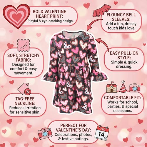 Image of Girls Long Sleeve Ruffled Dresses for Toddlers and Kids
