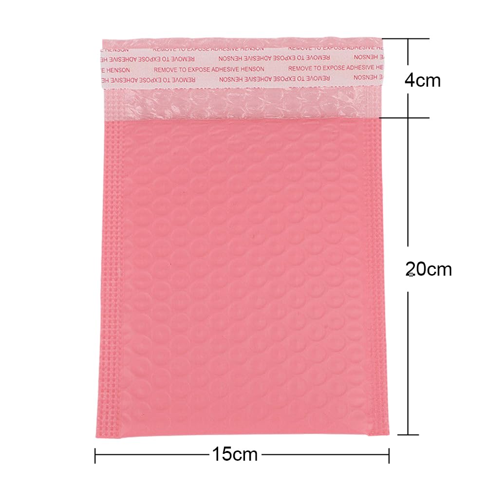 Enveloppe Bulle 100 pièces bulle Mailers enveloppes rembourrées perle Film cadeau présent courrier enveloppe sac for livre Magazine doublé Mailer auto joint rose Enveloppe A Bulle(15x20cm-100pcs)