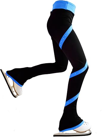 Girls Figure Skating Pants Striped with Diamond Wool for Kids