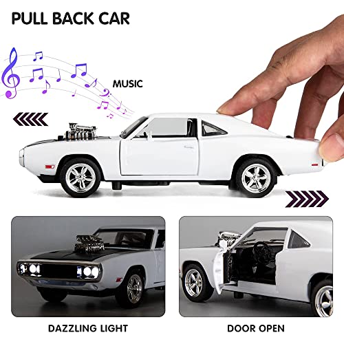 Image of DEUSON ECOM 1:32 Die Cast Metal Toy Car Fast and Furious Model Car Light Sound Pull Back|White