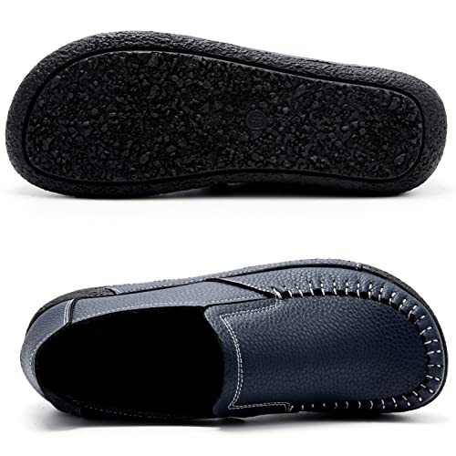 Image of UZB Women's Slip On Loafer Leather Comfort Casual Platform Shoes
