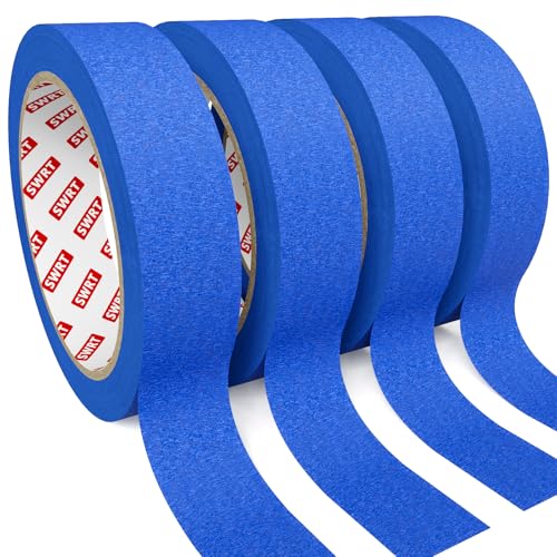 SWRT Blue Painter's Tape, 1 Inch x 20 Yards, 4 Rolls, Clean Removal