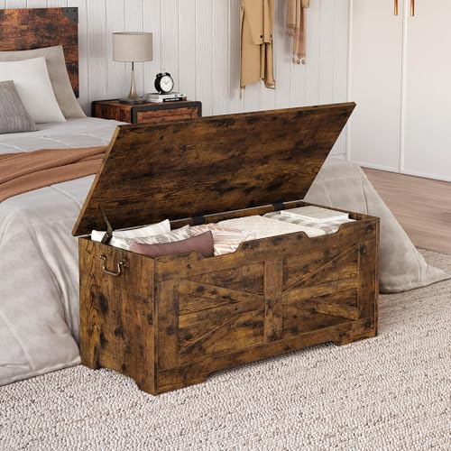Banc de rangement Garvee en bois coffre à jouets et couvertures - 5