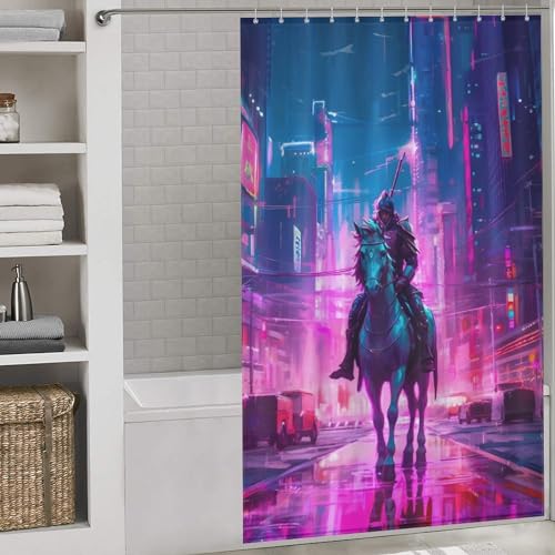 Rideau de douche cheval séchage rapide et imperméable lavable en tissu de polyester - 2