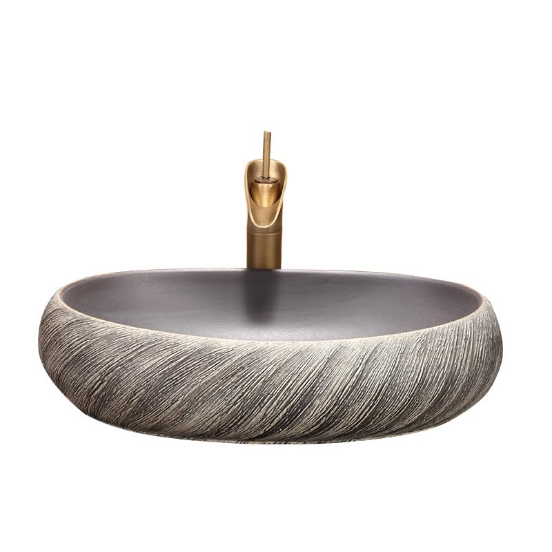 Okrągły ceramiczny zlew w stylu retro – artystyczna umywalka na blat do łazienki stylowa dekoracja łazienki trwała i łatwa do czyszczenia idealna do remontu domu