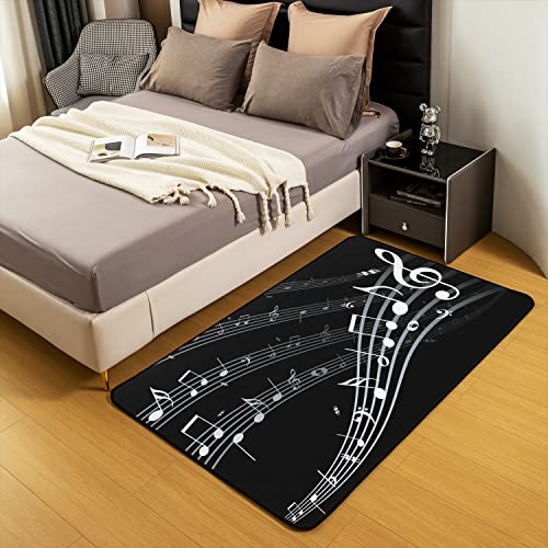 Loussiesd Musical Note Carpet Black White Music Theme Carpet Mat Decor Extra Soft Rugs for Living Room Bedroom Room Washable Area Rug 100 * 150cm - Image 4