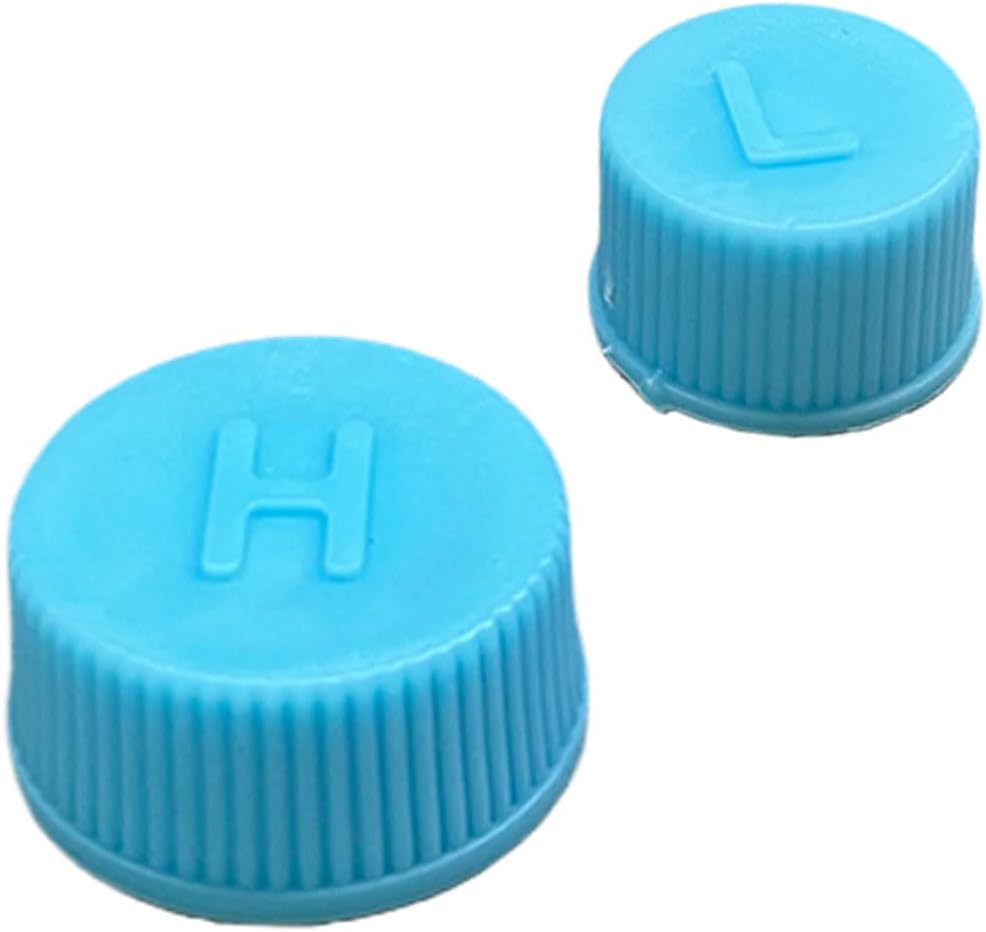 Car A/C Valve Core Caps, Leakproof Air Conditioning System Seal Kit, R134a Air Conditioning Repair System Charging Port Caps, High Low Side Pressure Replacement Valve Caps (2PCS)