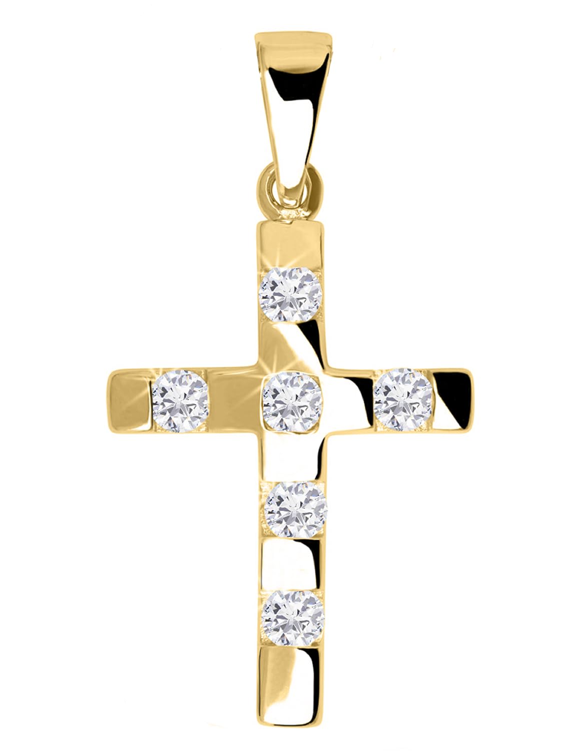 MyGold zawieszka w kształcie krzyża (bez łańcuszka) żółte złoto próby 585 (14 karatów) z kamieniem cyrkonii 25 mm x 15 mm złoty krzyż wisiorek do łańcuszka Colisee V0001379