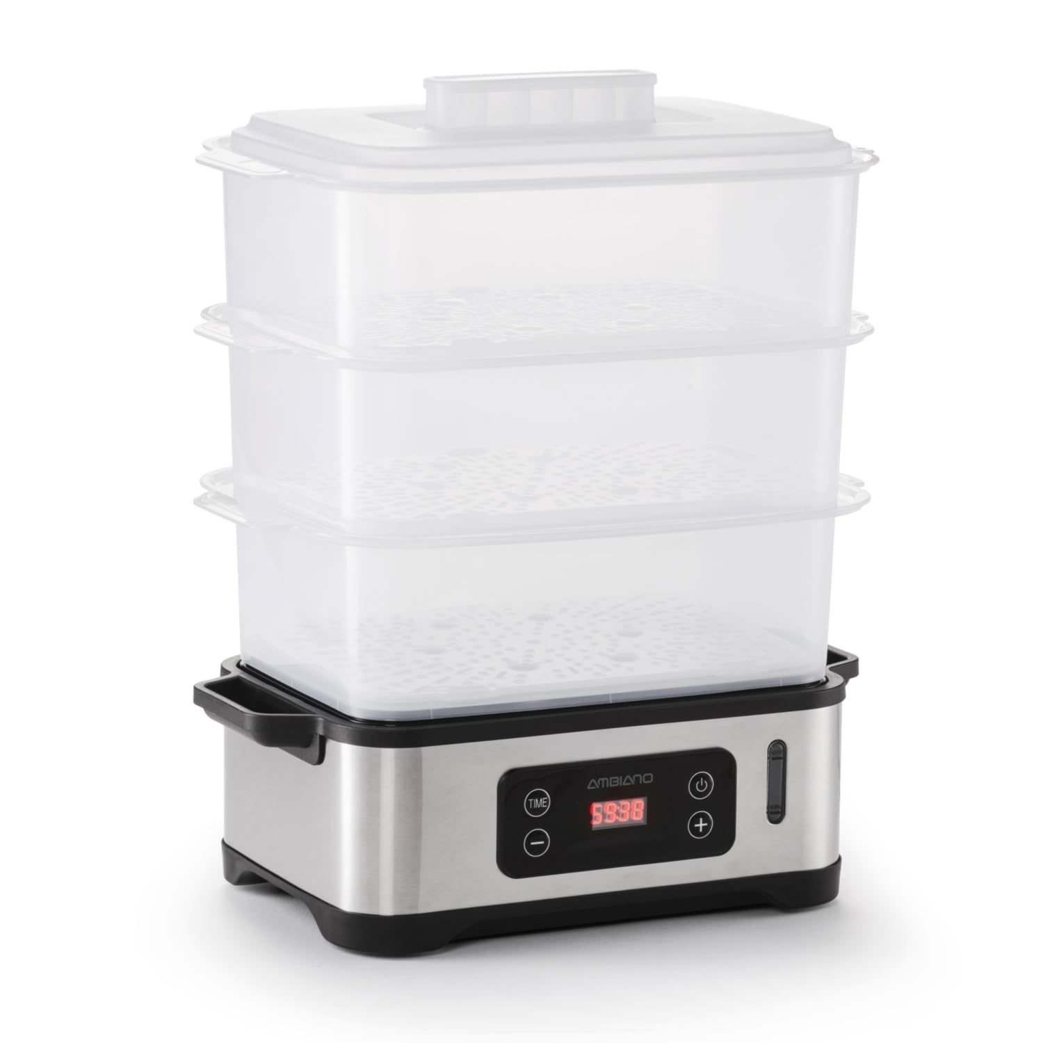 Ambiano Dampfgarer Edelstahl 1000 W 12,0 l 3 Ebenen BPA frei TÜV/GS