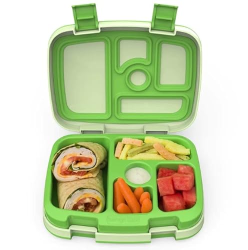 BentgoÂ® Kids Bento-Style 5-Compartment Lunch Box - Ideal Portion Sizes for Ages 3 to 7 - Leak-Proof, Drop-Proof, Dishwasher Safe, BPA-Free, & Made with Food-Safe Materials (Green)
