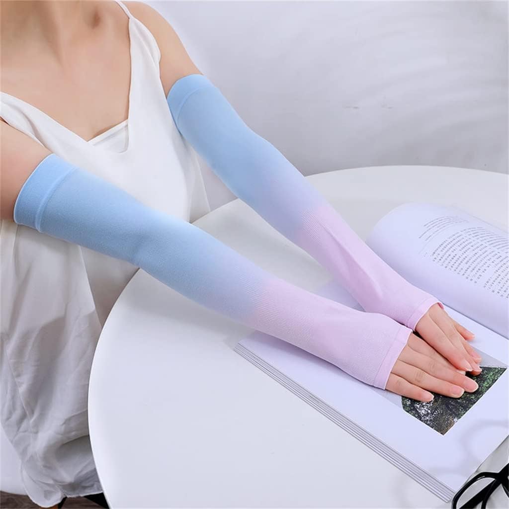 HBJWOV Gradient Ice Sleeves Women's Thin Men's Outdoor Sunshade Sleeves Ice Silk Hand Sleeves Arm Guards Driving(D)