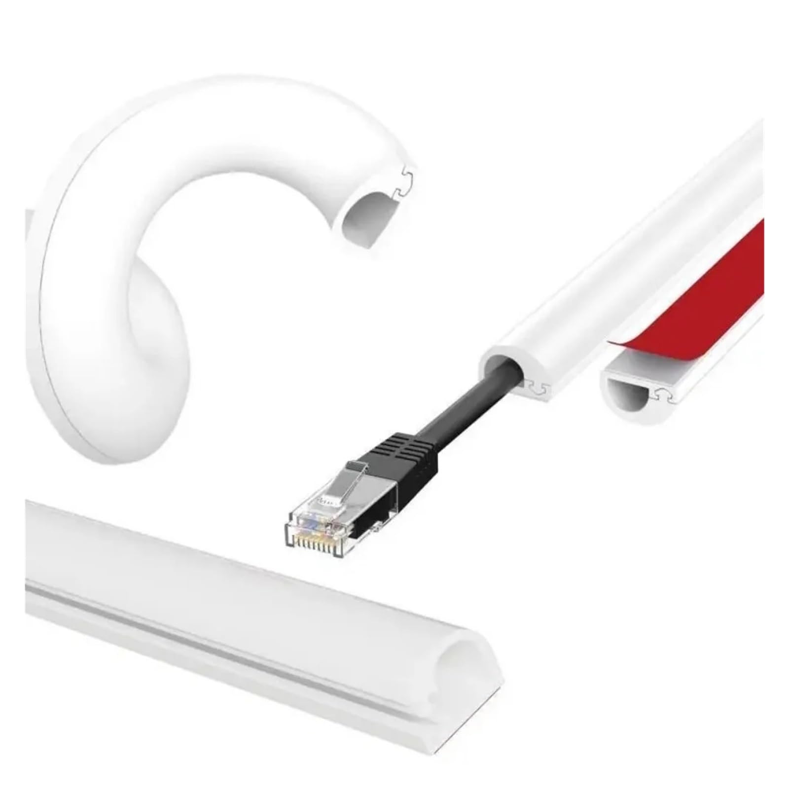 Pasacables Suelo 1 Unidad de Canal de gestión de Cables de 1/2/3/5/10M, Cubierta de Alambre Decorativa Invisible, Protector antipaso, canalización de Cable Adhesivo con Tapa