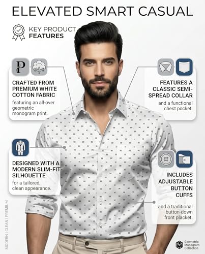 Image of Amazon Brand - INKAST Men's Printed Cotton Shirt | Full Sleeve | Regular Fit | Comfortable Formal Stylish Shirt for Men | Man Shirts for Professional Look